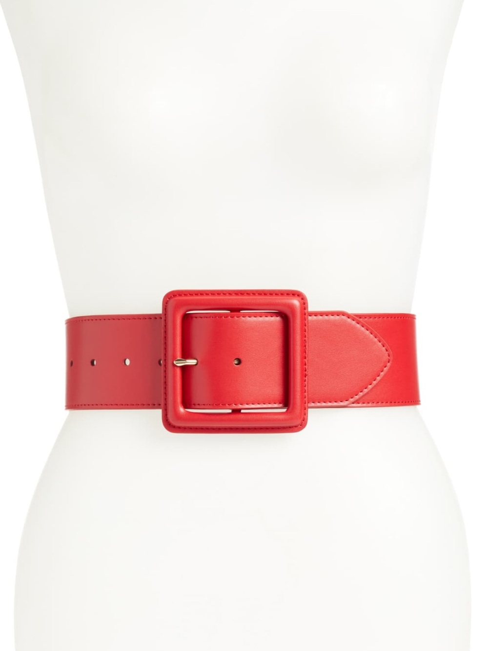 NWT Halogen x Atlantic Pacific Covered Buckle (Smooth) Stretch Belt - Red
